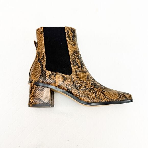 French Connection Snakeskin Brown Pattern Square Toe Boot Size 6.5 NWOB - Picture 4 of 6